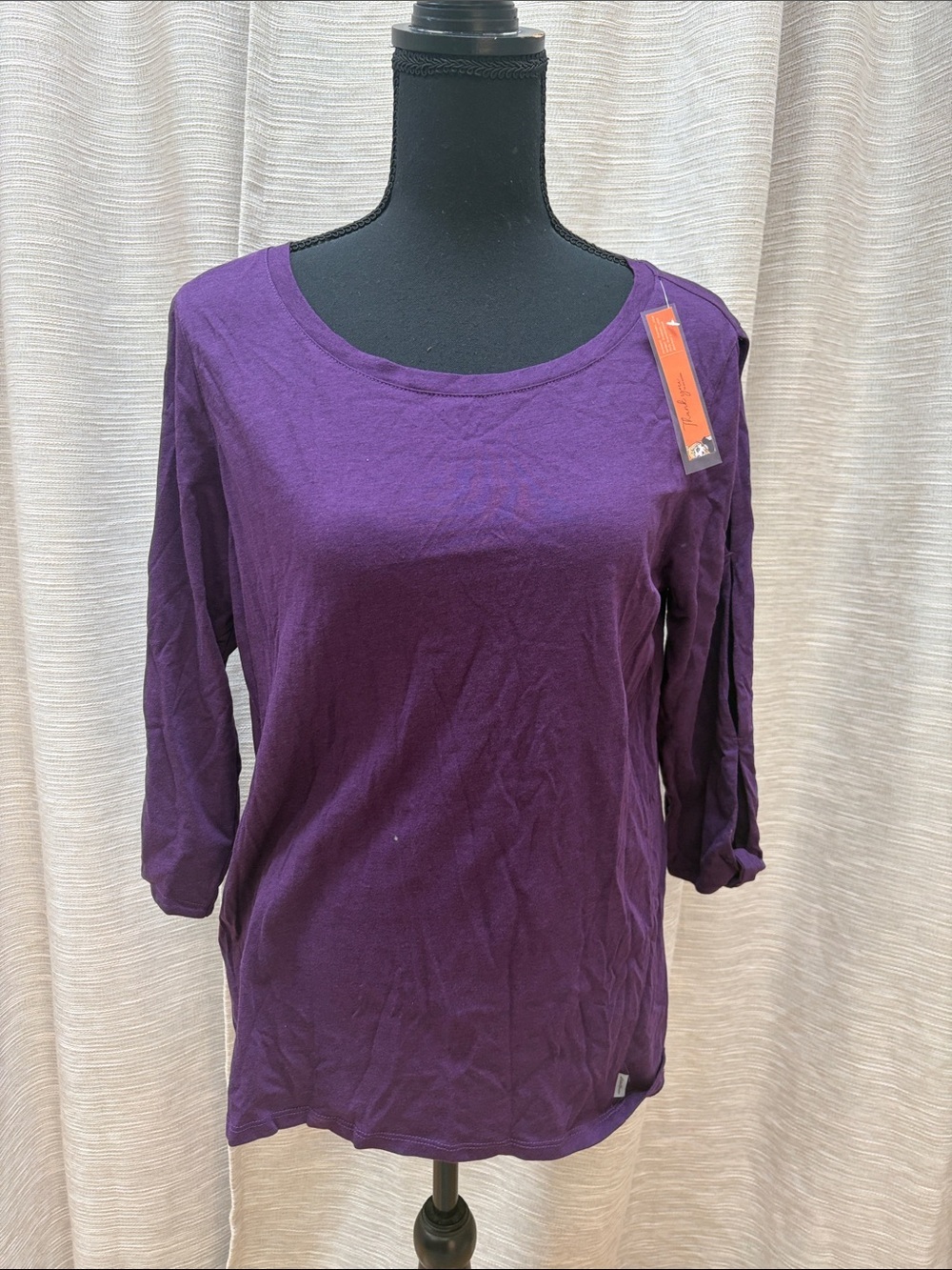 Eddie Bauer Purple Scoop Neck 3/4 Sleeve Top